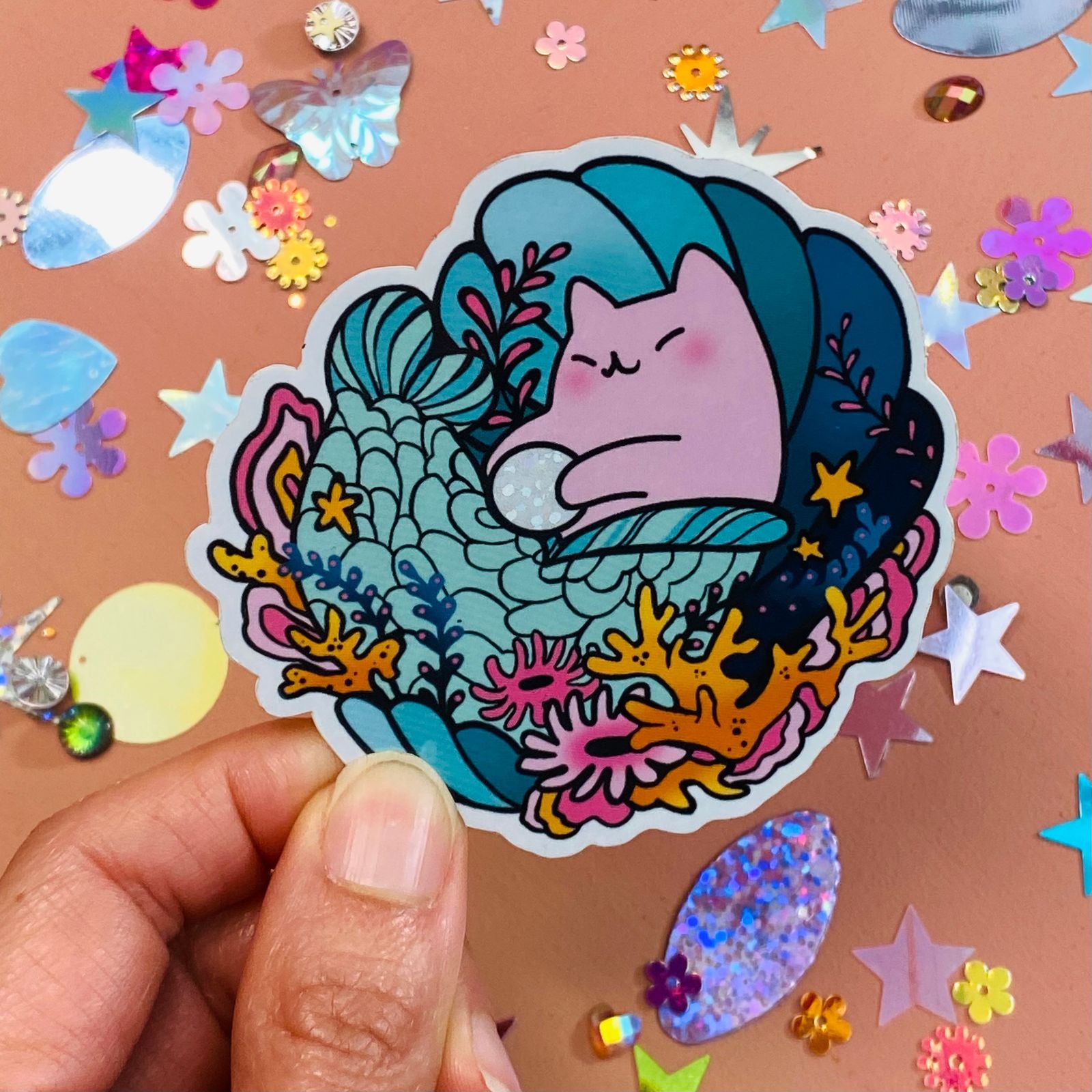 Flora Feline : Coral Sticker